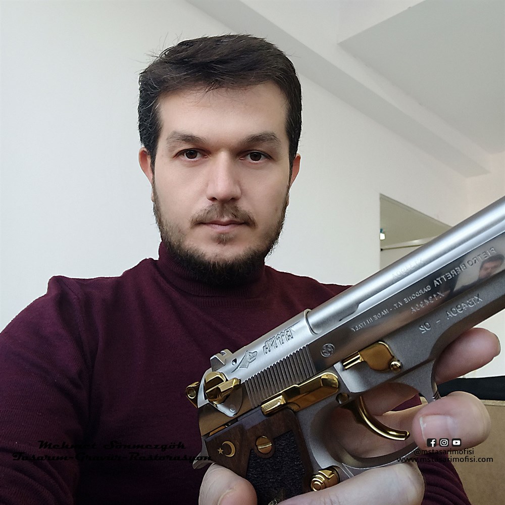 Beretta 92FS Gravür // Göktürk 3D,Akımsız Nikel Kaplama
