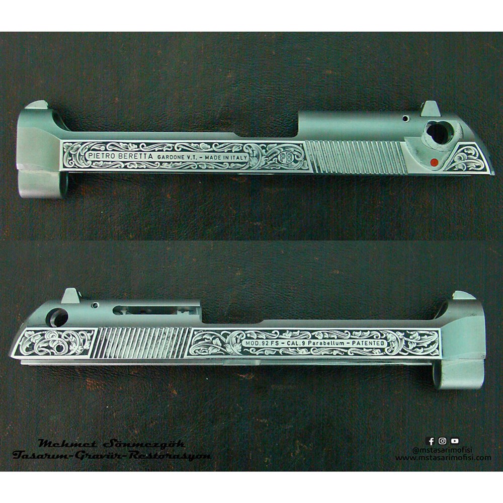 Beretta 92FS Gravür // Klasik Desen Gravür,Alüminyum Gravürlü Kabze