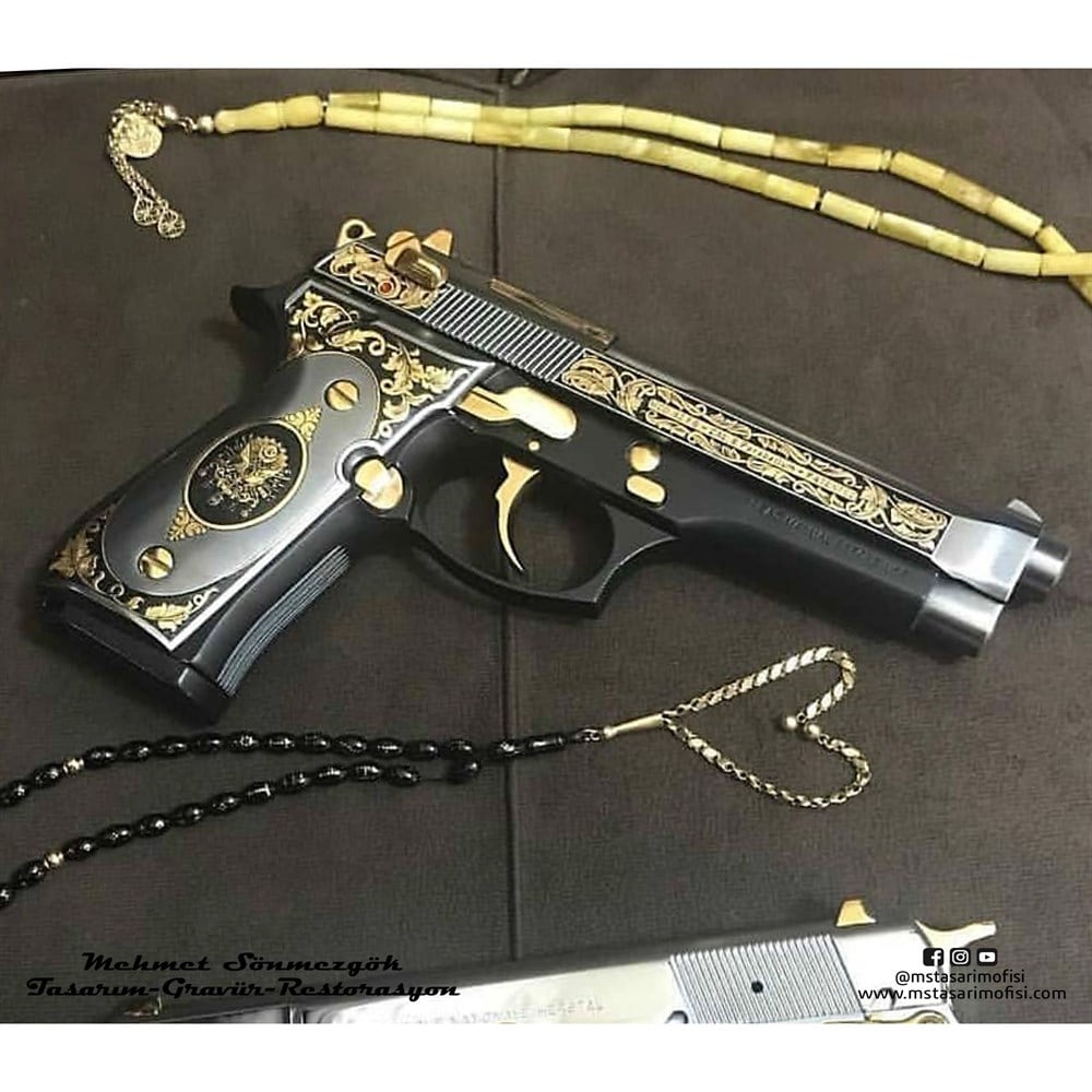 Beretta 92FS Gravür // Klasik Desen Gravür,Alüminyum Gravürlü Kabze