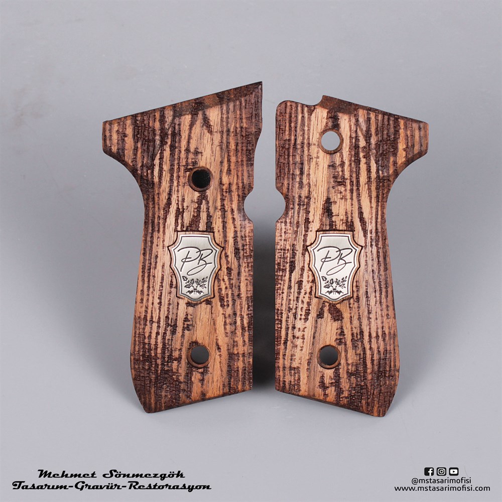 Beretta 92FS Kabze // Ağaç Desen,PB Logo