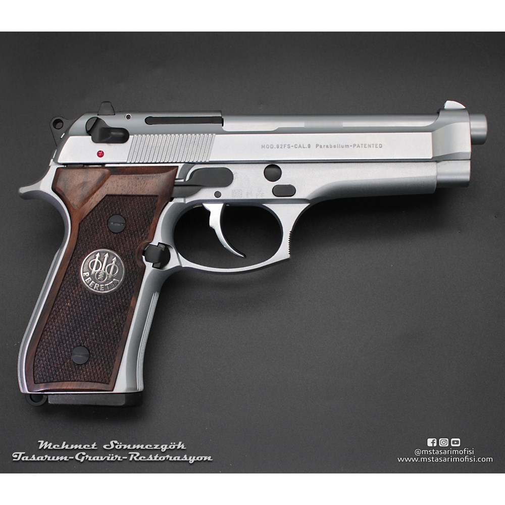 Beretta 92FS Kaplama // Beyaz Krom,Parçalar Siyah