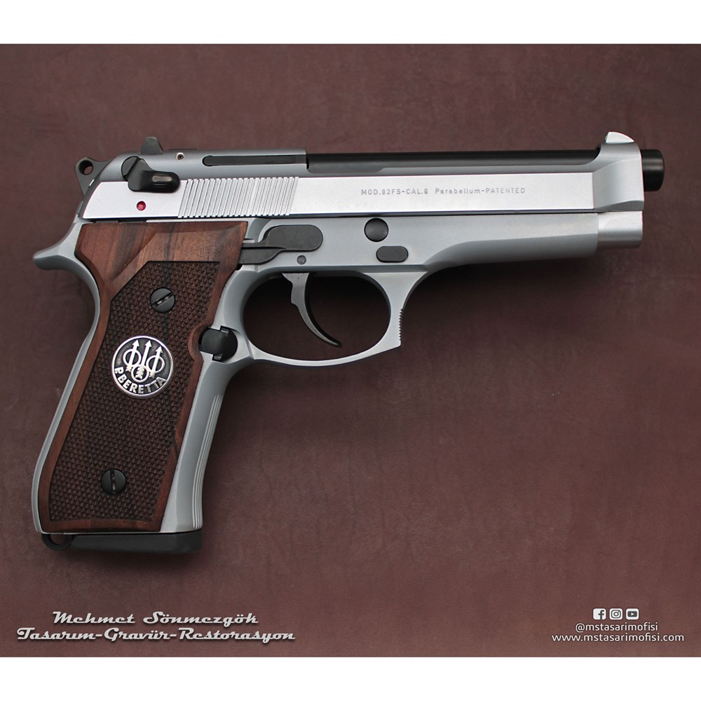 Beretta 92FS Kaplama // Beyaz Krom,Parçalar Siyah 2