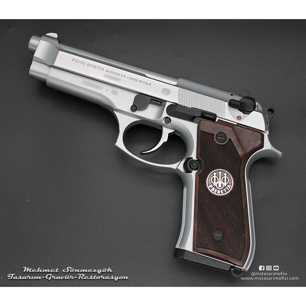 Beretta 92FS Kaplama // Beyaz Krom,Parçalar Siyah