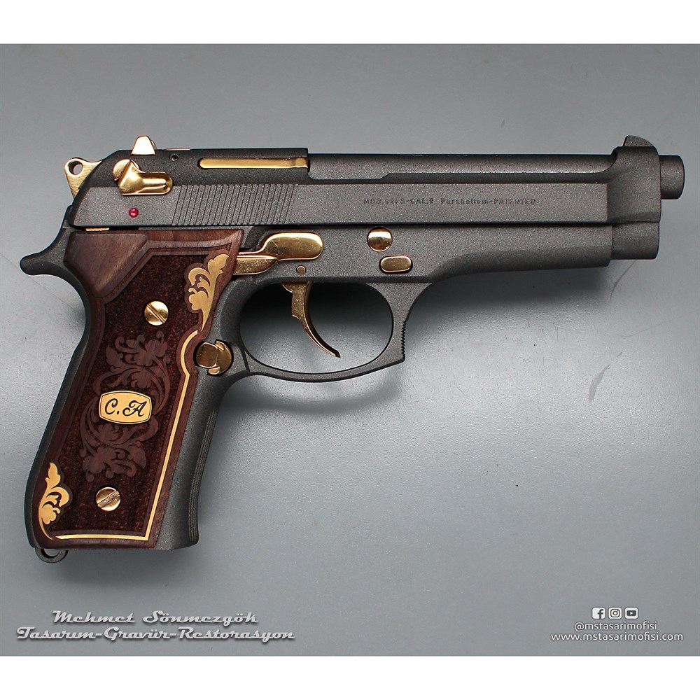 Beretta 92FS Kaplama // Füme Cerakote,Parçalar Sarı