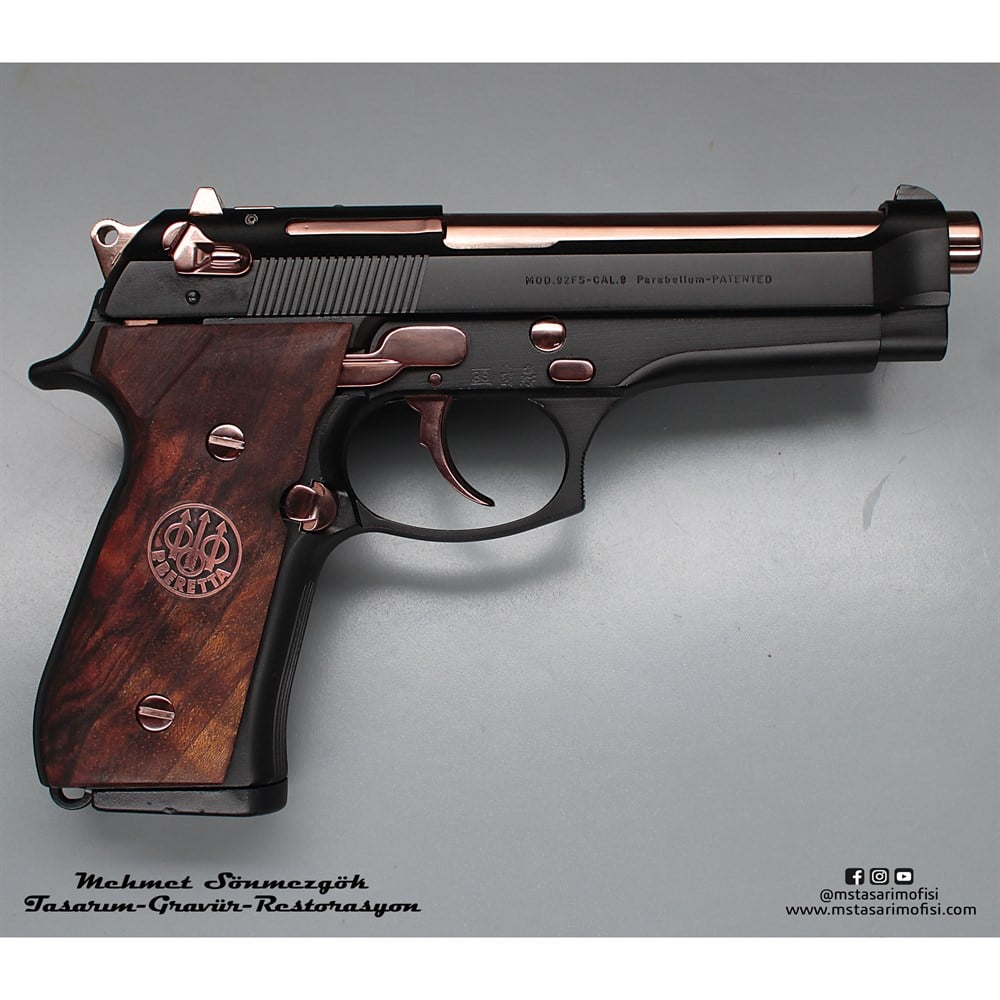 Beretta 92FS Kaplama // Siyah Krom,Parçalar Rose