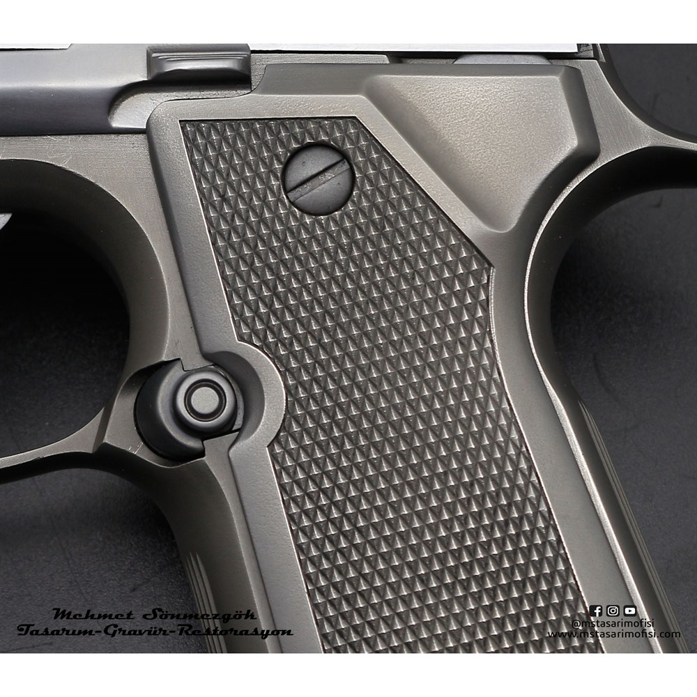 Beretta 92FS Modifiye // 3D Çekme Kertiği,Dekoratif Yazılar,Alüminyum Kabze