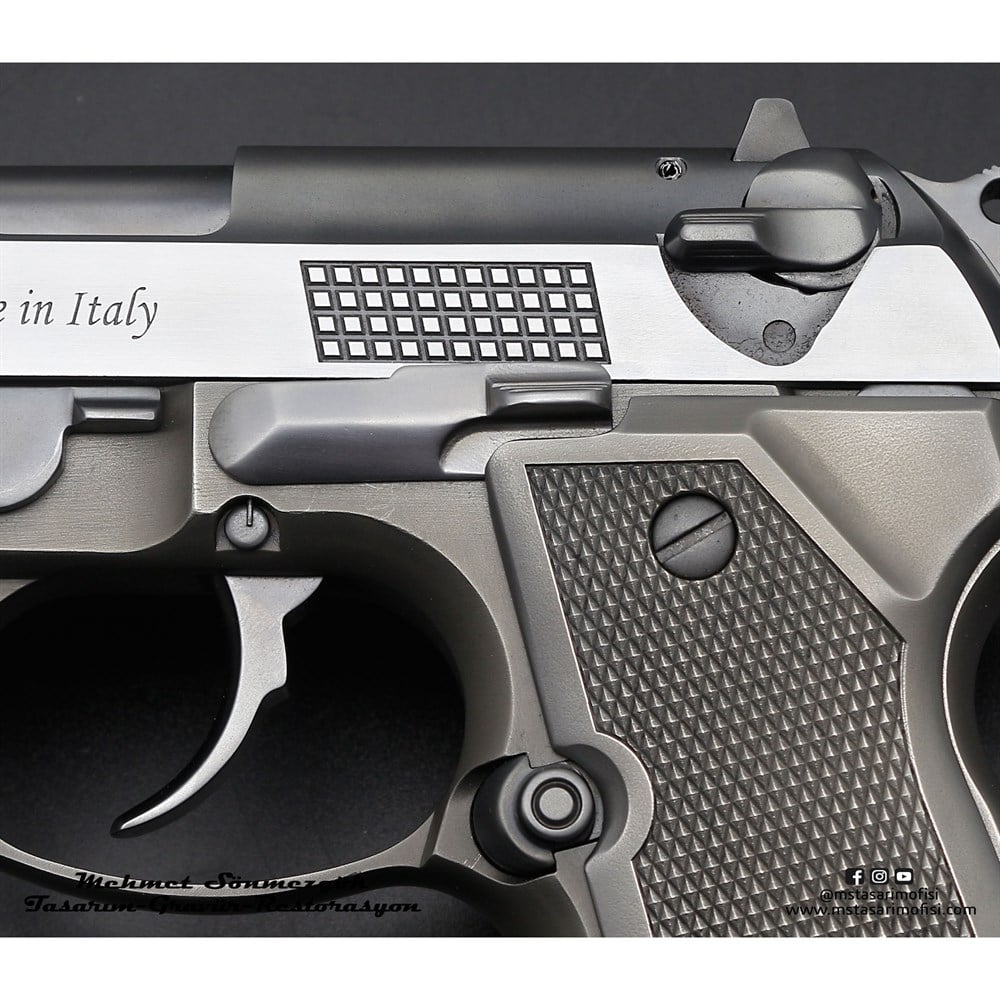 Beretta 92FS Modifiye // 3D Çekme Kertiği,Dekoratif Yazılar,Alüminyum Kabze
