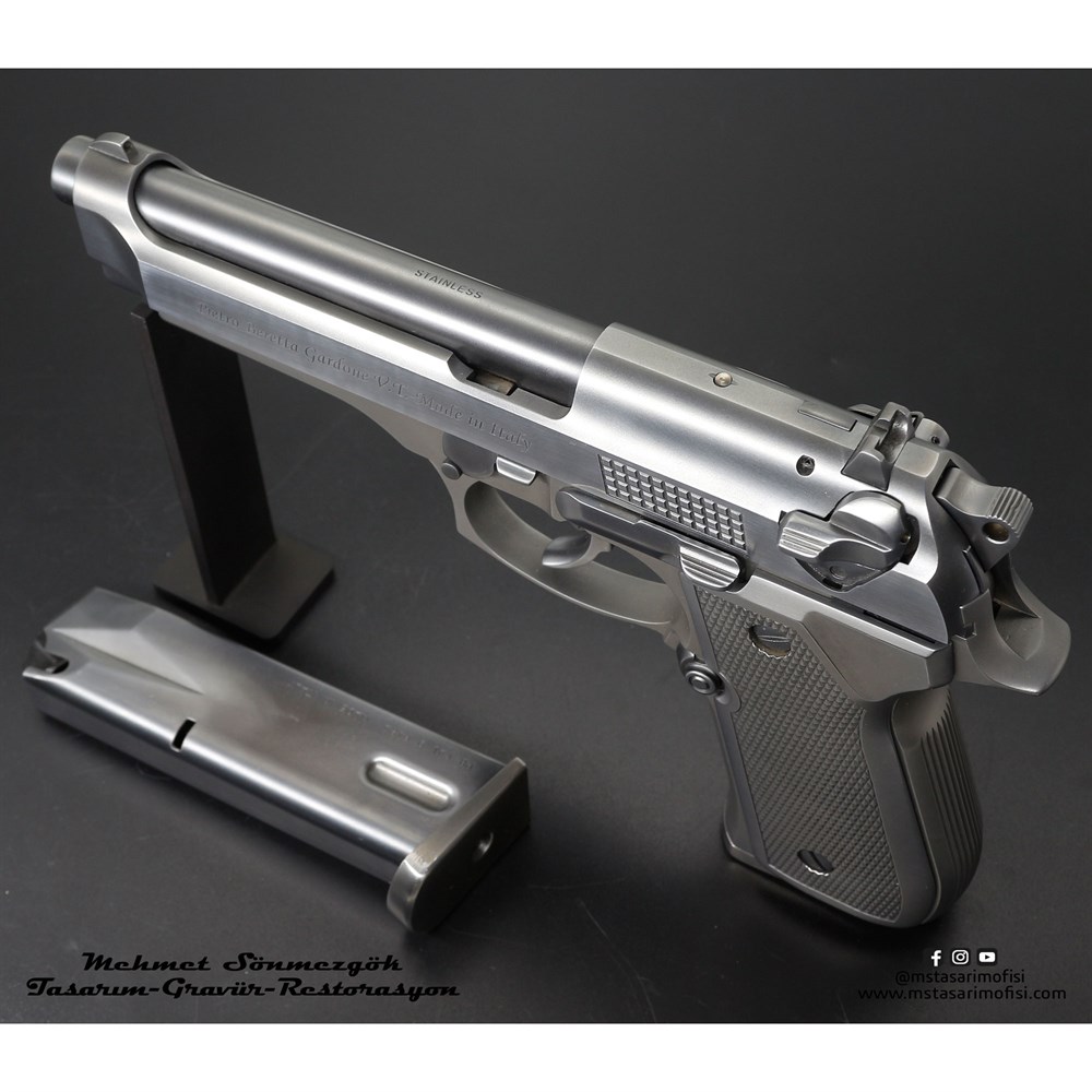 Beretta 92FS Modifiye // 3D Çekme Kertiği,Dekoratif Yazılar,Alüminyum Kabze