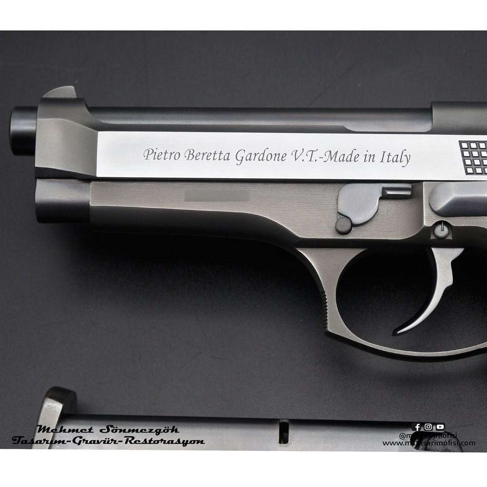 Beretta 92FS Modifiye // 3D Çekme Kertiği,Dekoratif Yazılar,Alüminyum Kabze