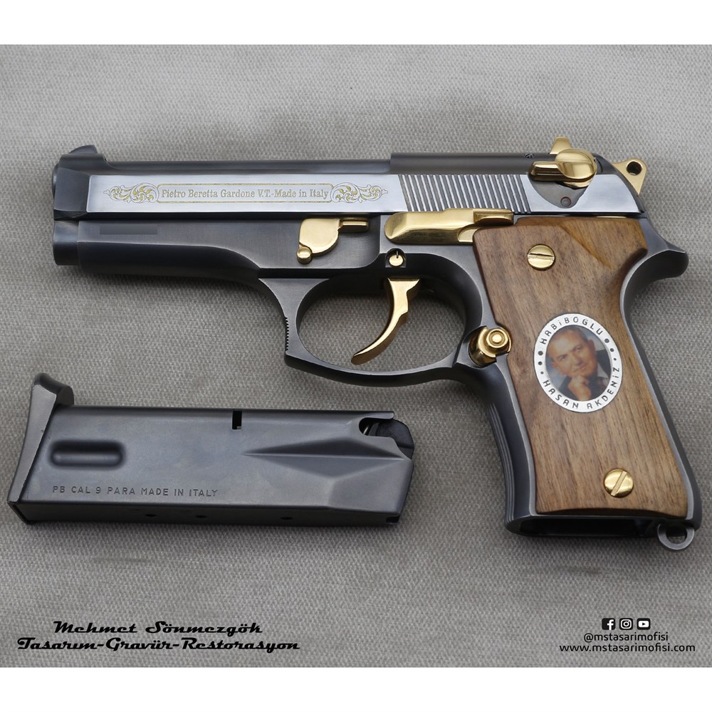 Beretta Compact Gravür // Dekoratif Yazı & Gravürlü Kenar Deseni