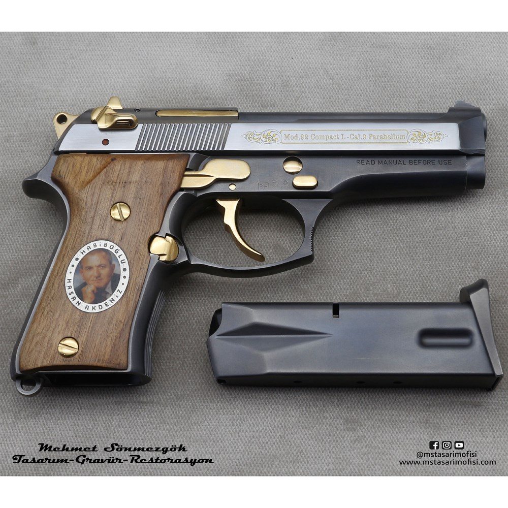 Beretta Compact Gravür // Dekoratif Yazı & Gravürlü Kenar Deseni
