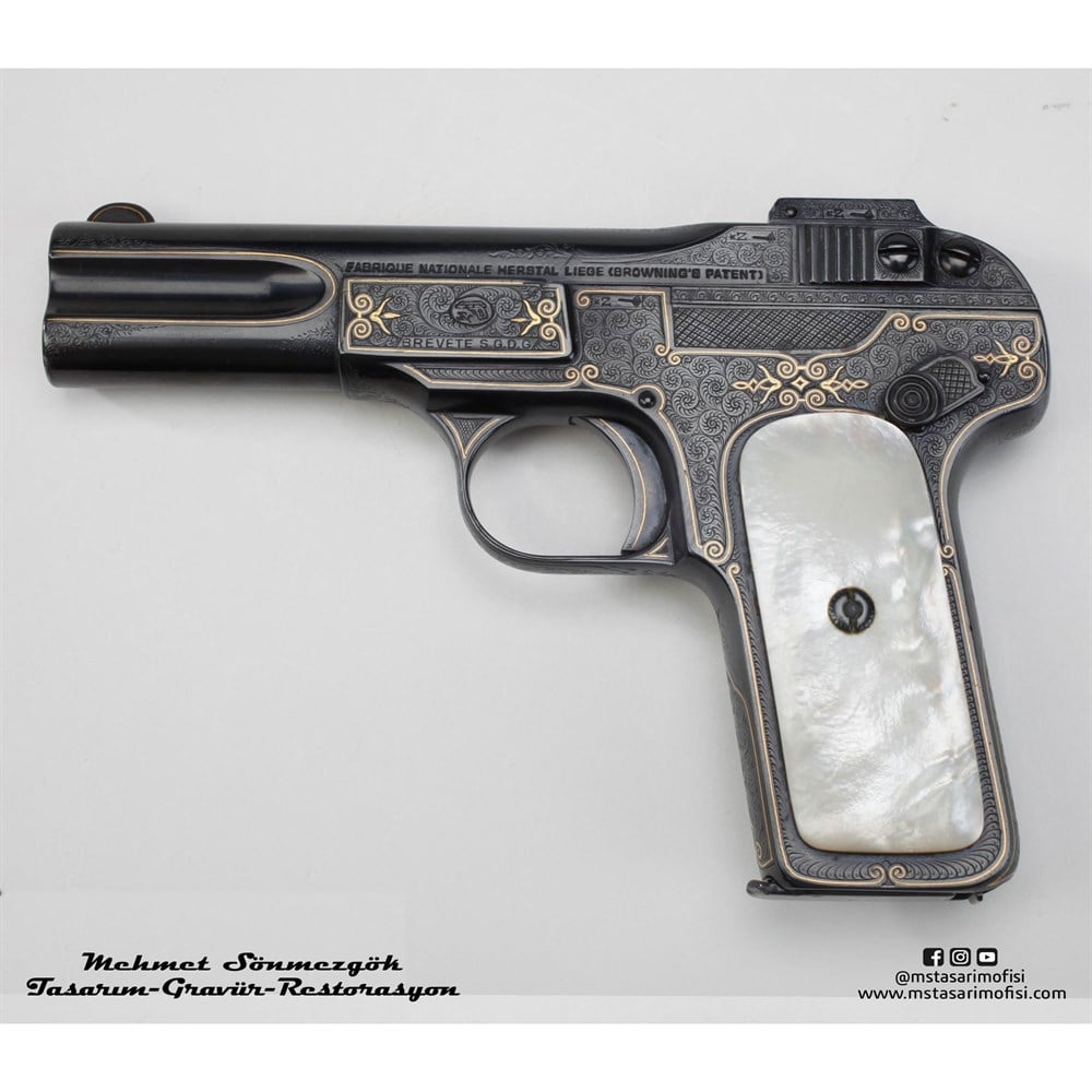 Browning FN 1900 Gravür // Altın Kenar Çerçeveli,English Scroll Gravür