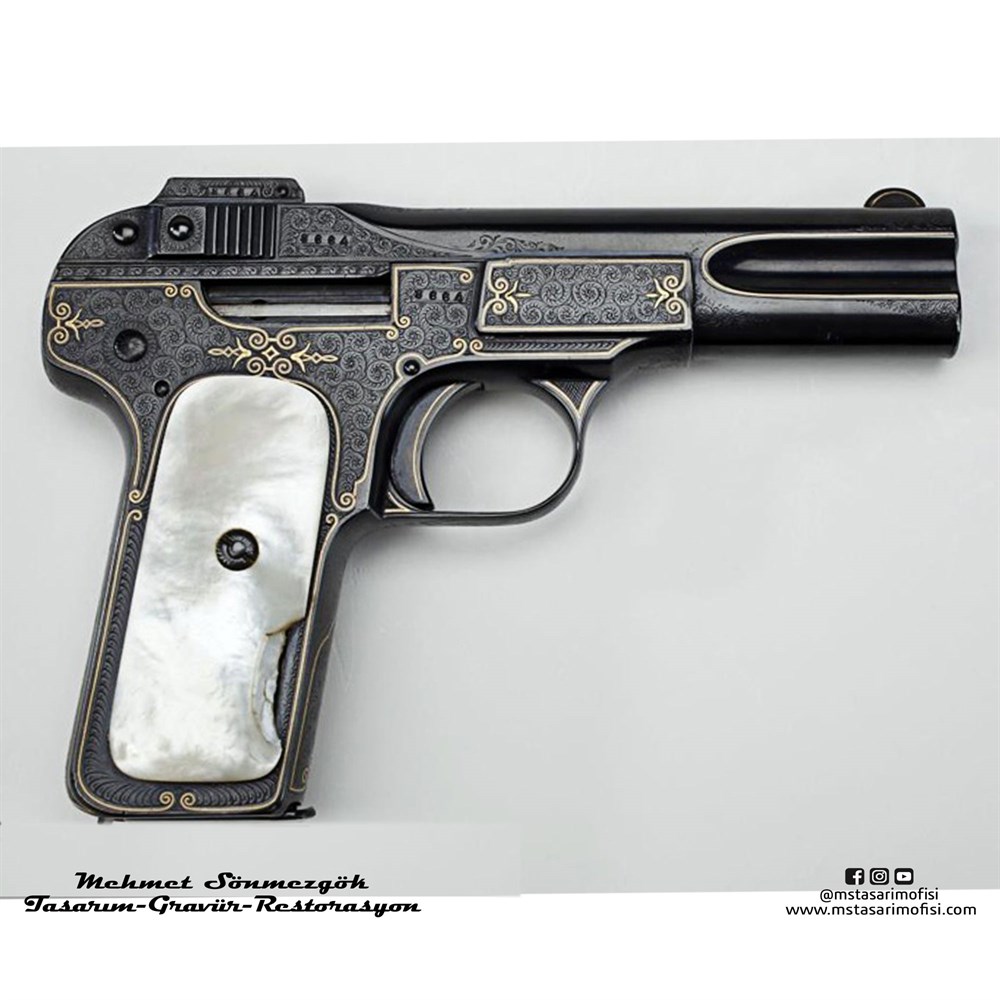 Browning FN 1900 Gravür // Altın Kenar Çerçeveli,English Scroll Gravür