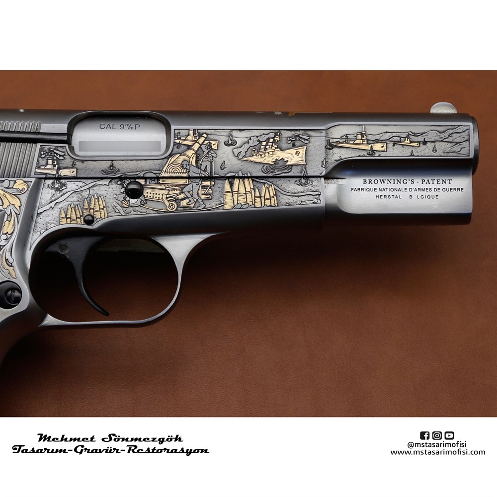 Browning HP Gravür // Çanakkale 1915,100.Yıl Anısına Yapıldı (Altınlı Versiyon) 