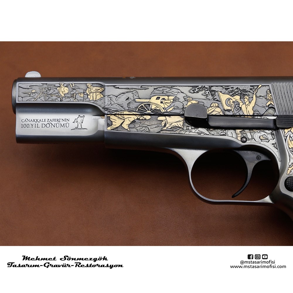 Browning HP Gravür // Çanakkale 1915,100.Yıl Anısına Yapıldı (Altınlı Versiyon) 