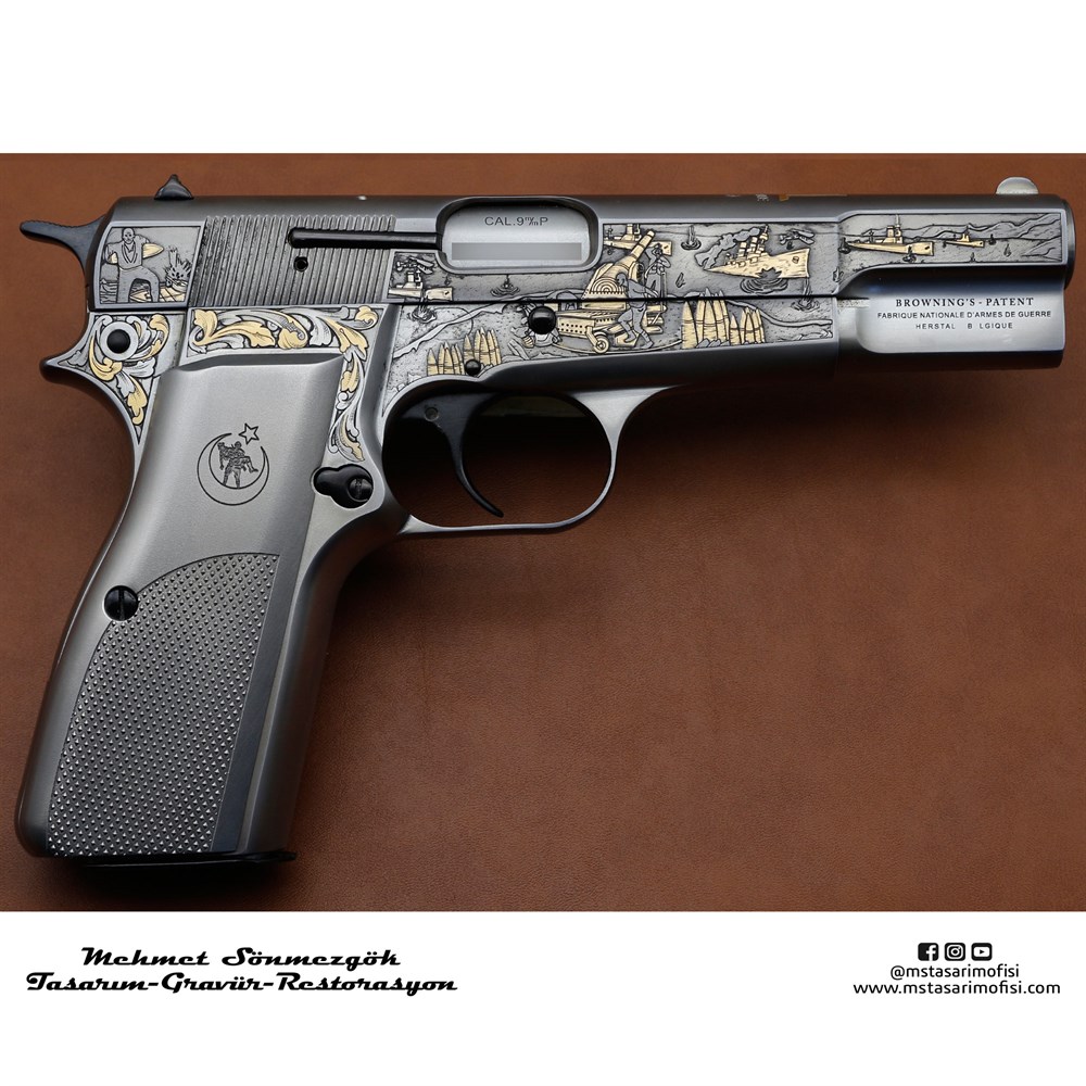 Browning HP Gravür // Çanakkale 1915,100.Yıl Anısına Yapıldı (Altınlı Versiyon) 