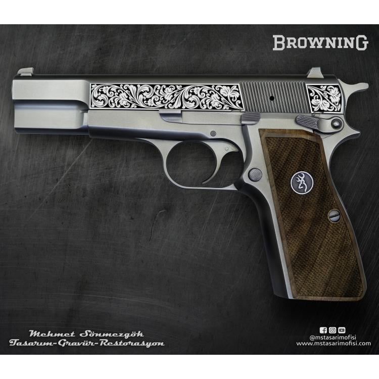 Browning HP Gravür Çizimi_Klasik Gravür Model 11