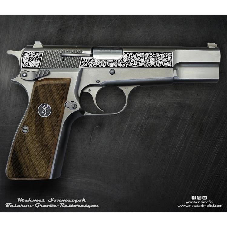 Browning HP Gravür Çizimi_Klasik Gravür Model 11