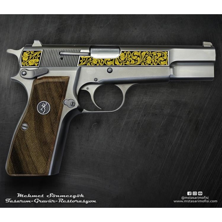 Browning HP Gravür Çizimi_Klasik Gravür Model 11