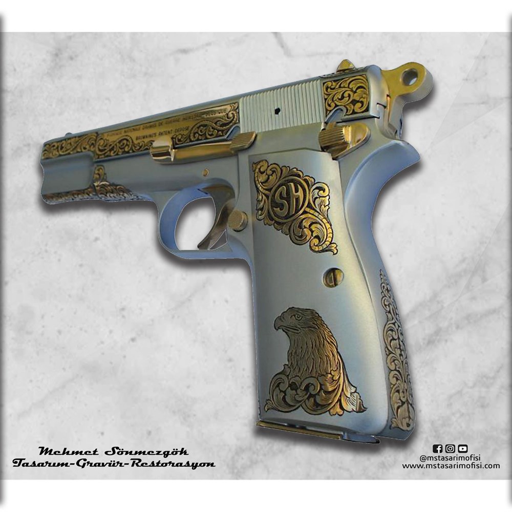 Browning HP Gravür // Full Gravür,Kartal Kabze Tasarım