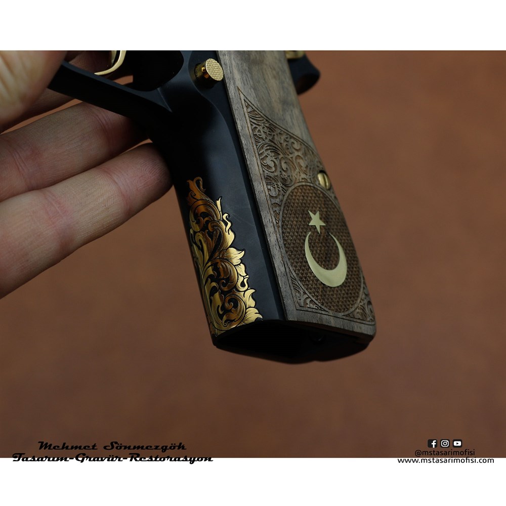 Browning HP Gravür // Serpme Gravür Model,Siyah Altınlı Model