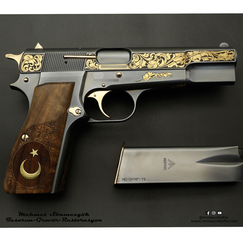 Browning HP Gravür // Serpme Gravür,Füme Altınlı Model