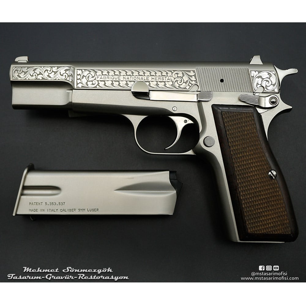Browning HP Gravür // Yanaklar Gravür Modeli 3