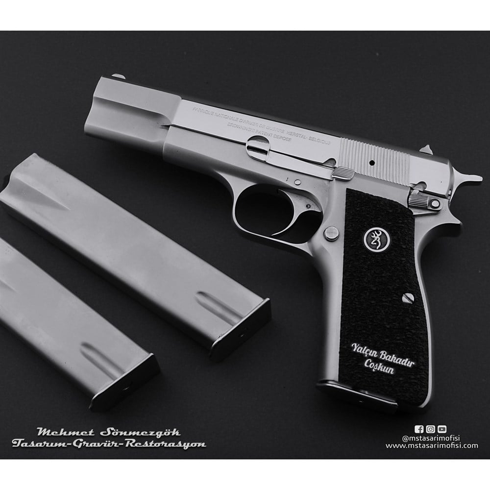 Browning HP Kaplama // Beyaz Krom,Parçalar Parlak