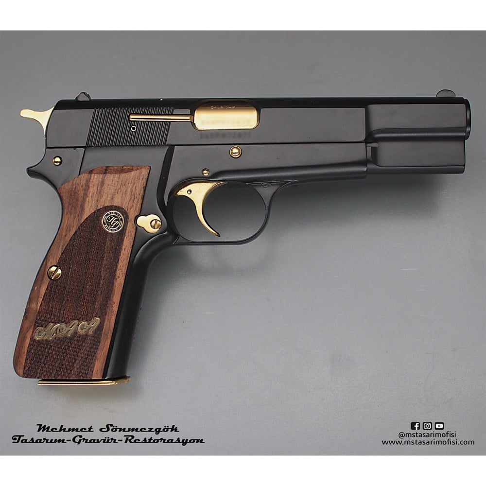 Browning HP Kaplama // Siyah Krom,Parçalar Sarı