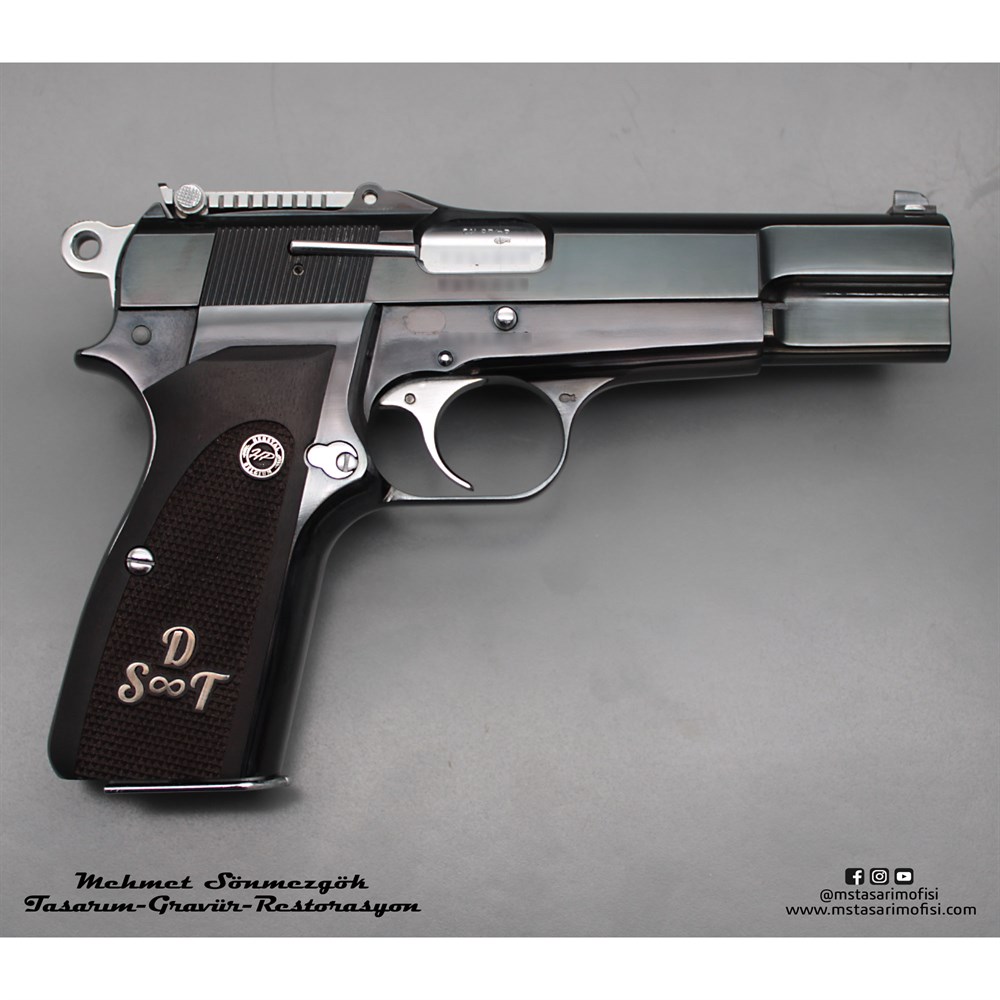 Browning HP Kaplama // Siyah Meneviş,Parçalar Beyaz
