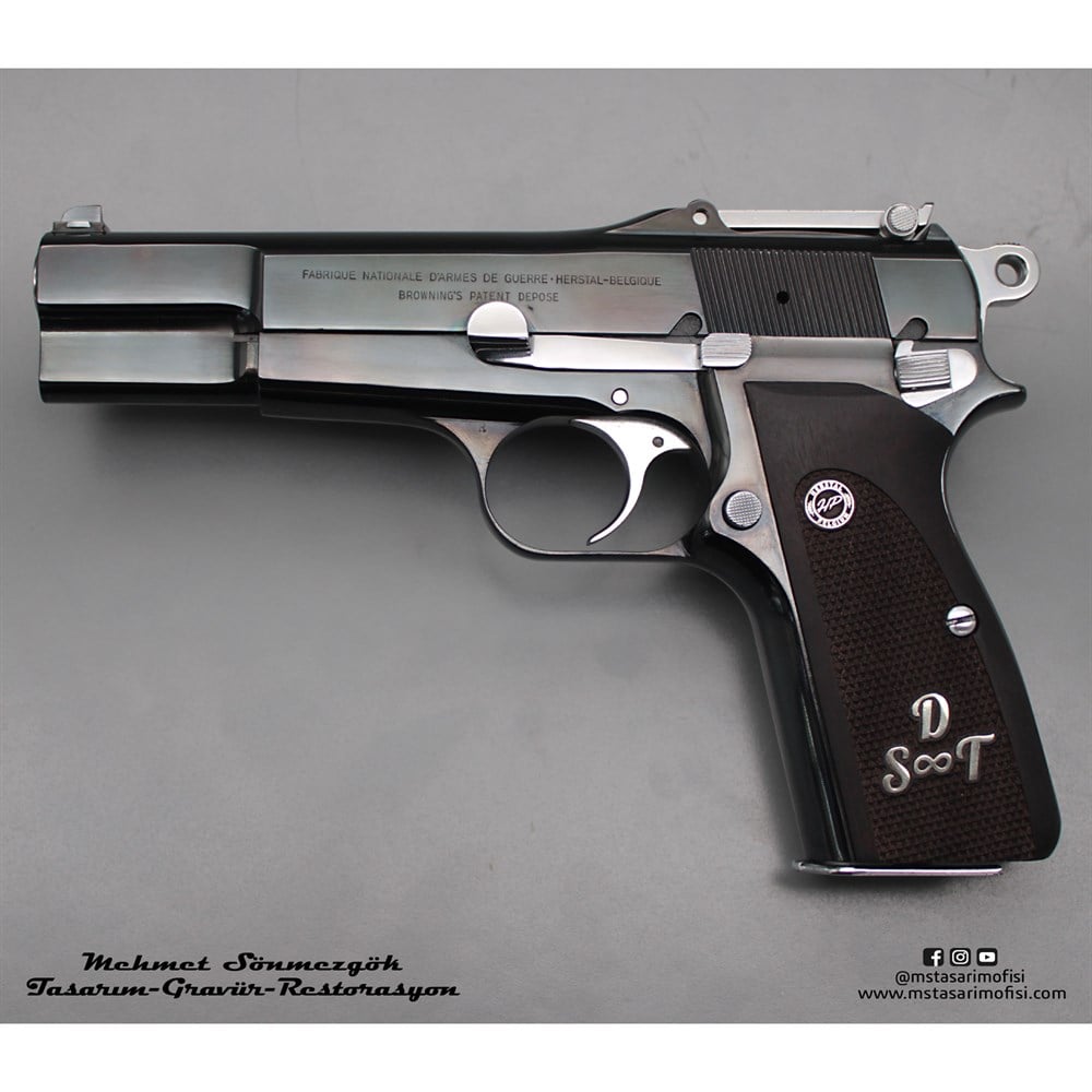 Browning HP Kaplama // Siyah Meneviş,Parçalar Beyaz