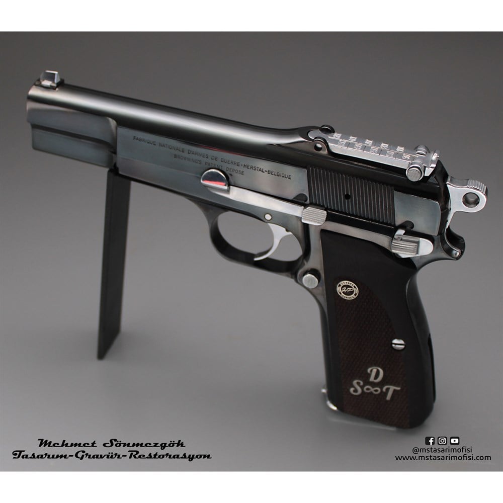 Browning HP Kaplama // Siyah Meneviş,Parçalar Beyaz