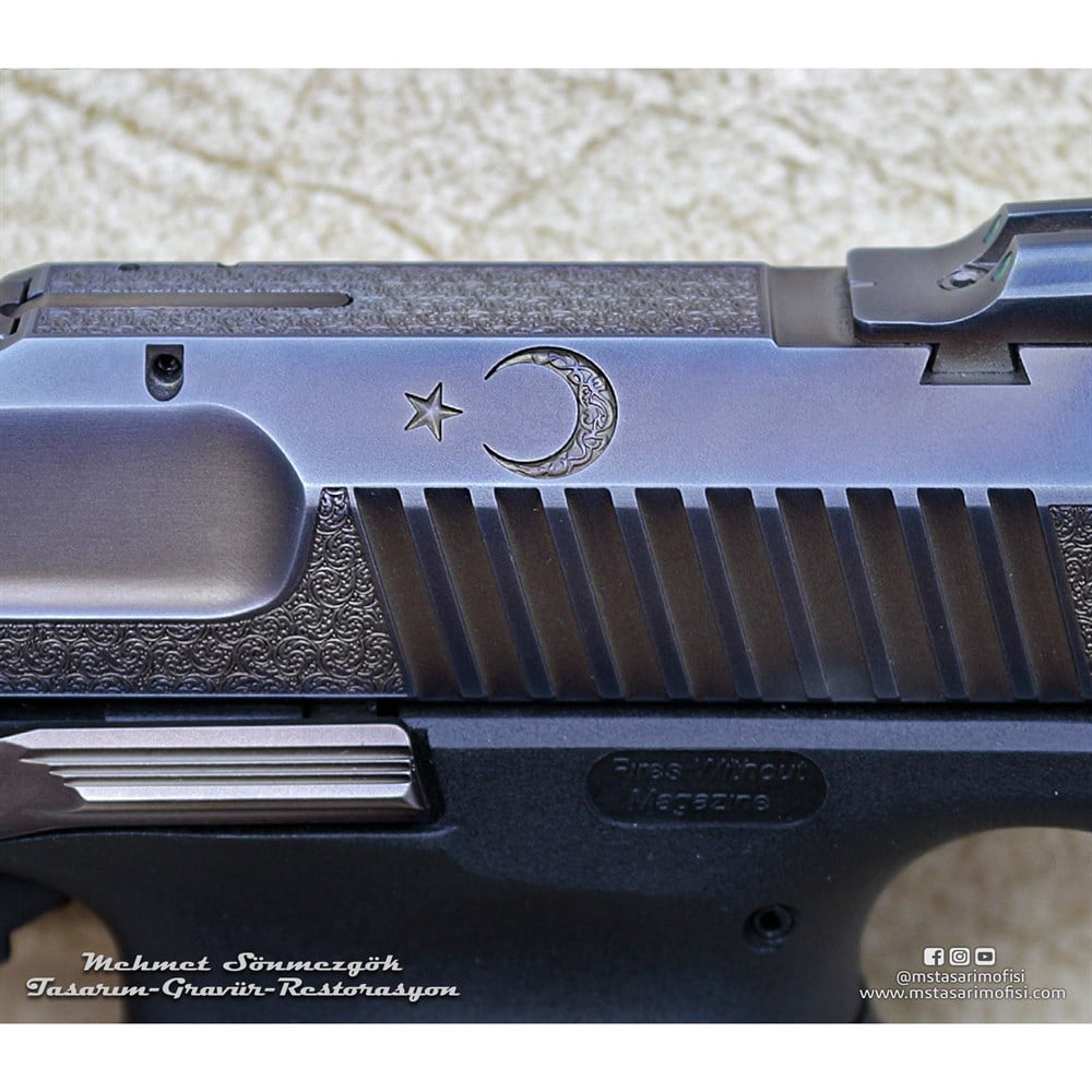 Canik TP9 Elite Gravür // Yanaklar Gravür,3D Ay Yıldız Markalama