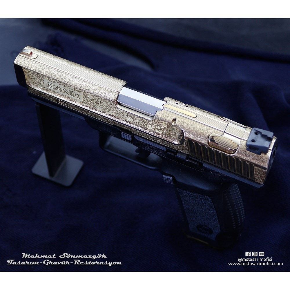 Canik TP9 Gravür // English Scrooll,Sarı Titanyum