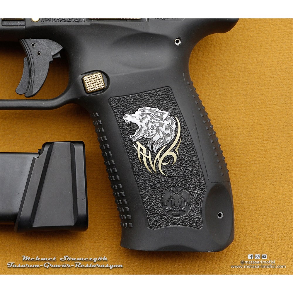 Canik TP9 Gravür // Polimer Gövde Kurt Desenli