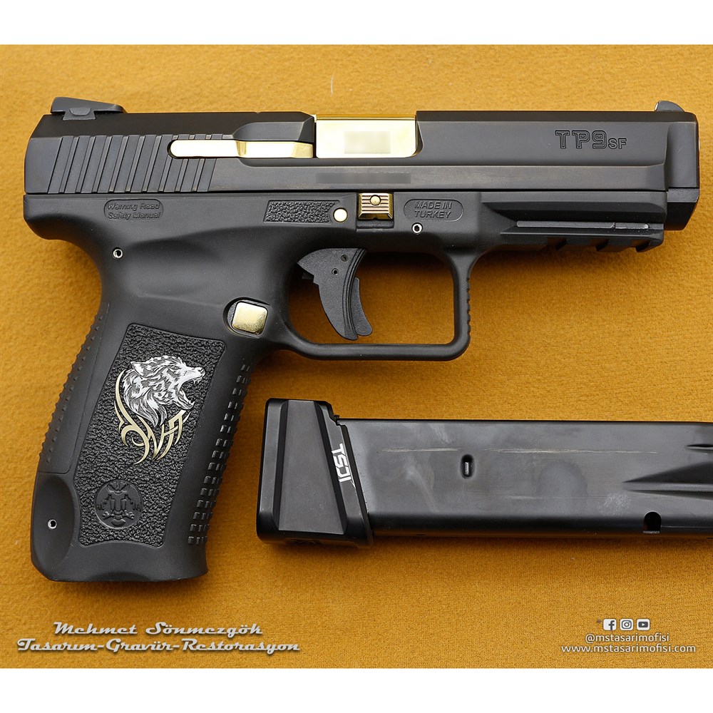 Canik TP9 Gravür // Polimer Gövde Kurt Desenli