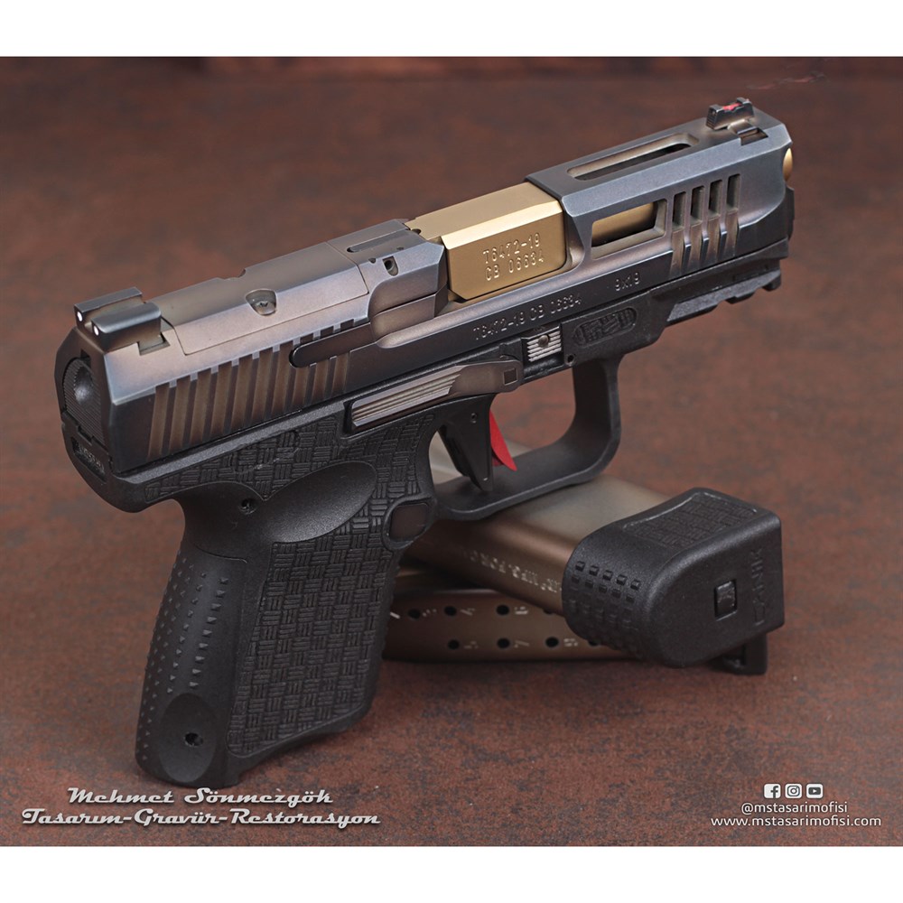 Canik TP9 Sub Elite Modifiye // Havalandırma Kanalları,Eskitme Füme Kaplama,Polimer Gövde Gravürü 2