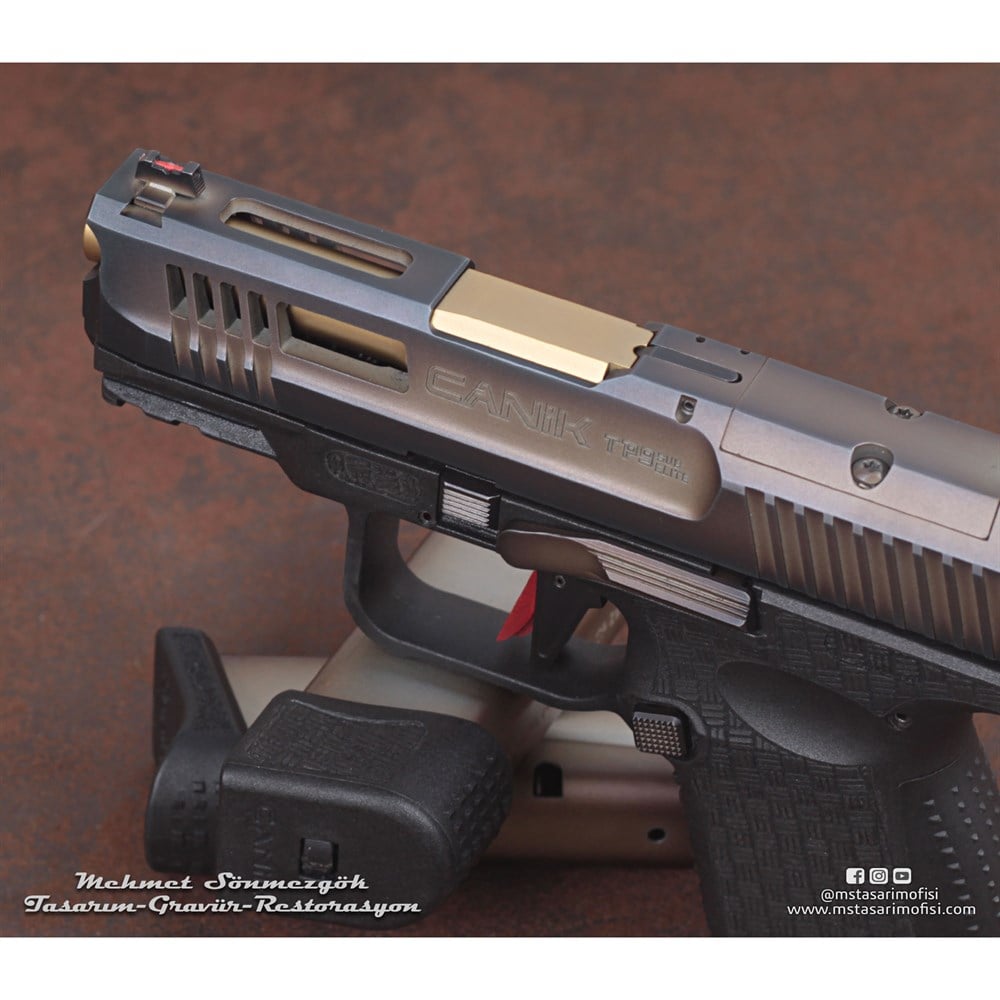 Canik TP9 Sub Elite Modifiye // Havalandırma Kanalları,Eskitme Füme Kaplama,Polimer Gövde Gravürü 2