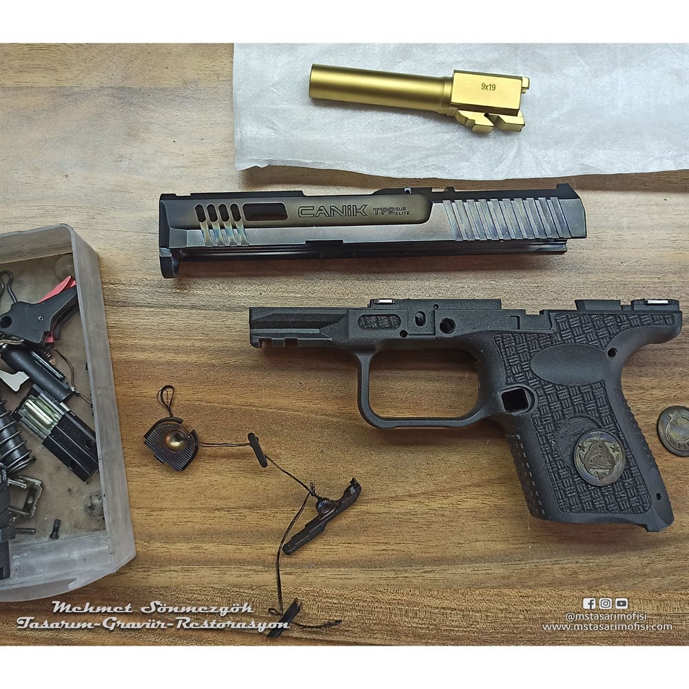 Canik TP9 Sub Elite Modifiye // Havalandırma Kanalları,Eskitme Füme Kaplama,Polimer Gövde Gravürü