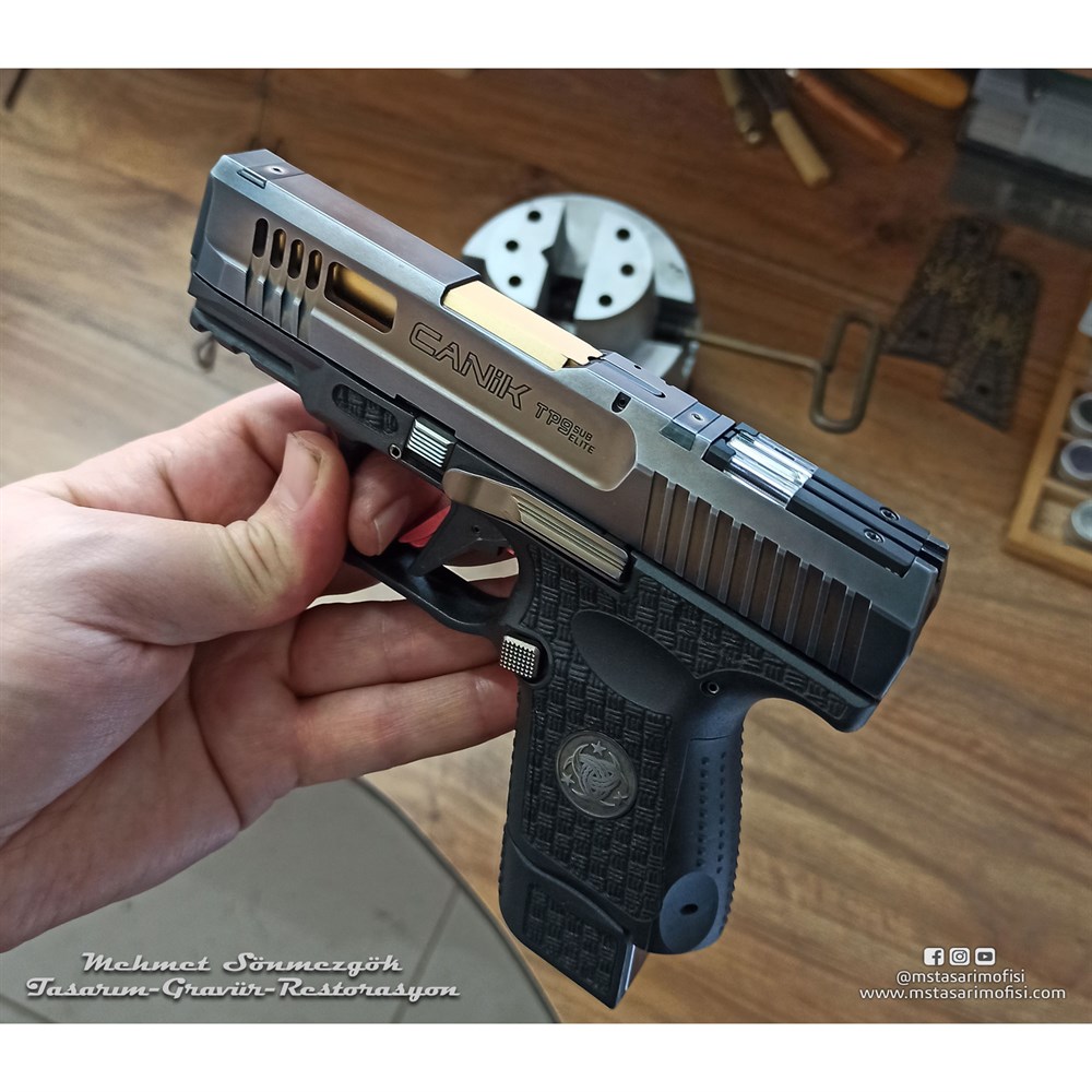 Canik TP9 Sub Elite Modifiye // Havalandırma Kanalları,Eskitme Füme Kaplama,Polimer Gövde Gravürü