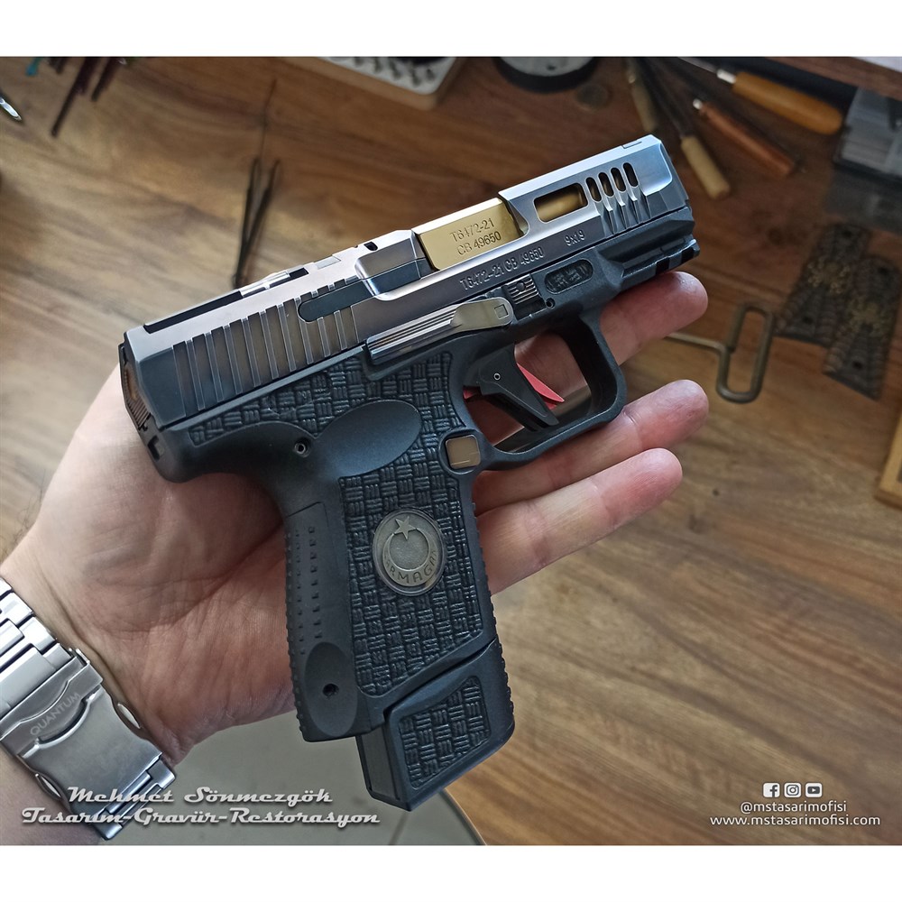 Canik TP9 Sub Elite Modifiye // Havalandırma Kanalları,Eskitme Füme Kaplama,Polimer Gövde Gravürü