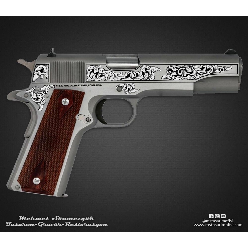 Colt 1911 Gravür Çizimi_Yanaklar Gravür Model 10