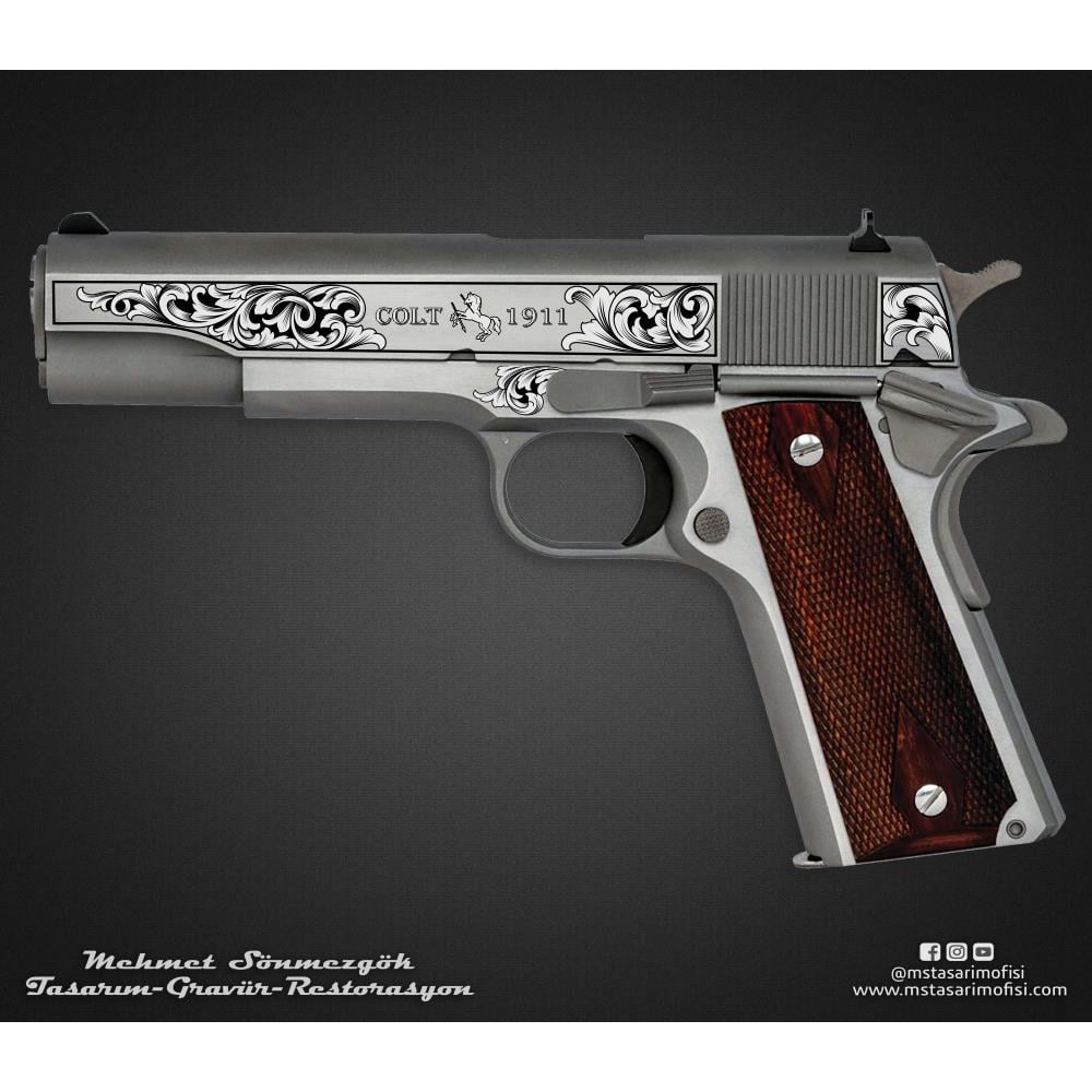 Colt 1911 Gravür Çizimi_Yanaklar Gravür Model 10