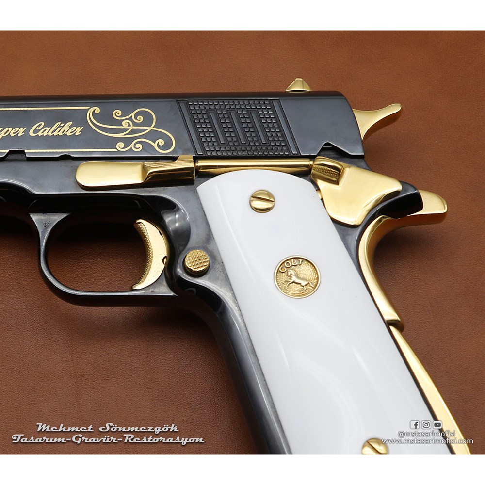 Colt Super 38 Gravür // Çekme Kertiği,Altın Tel Kakma
