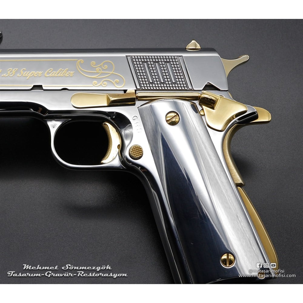 Colt Super 38 Gravür // Çekme Kertiği,Altın Tel Kakma