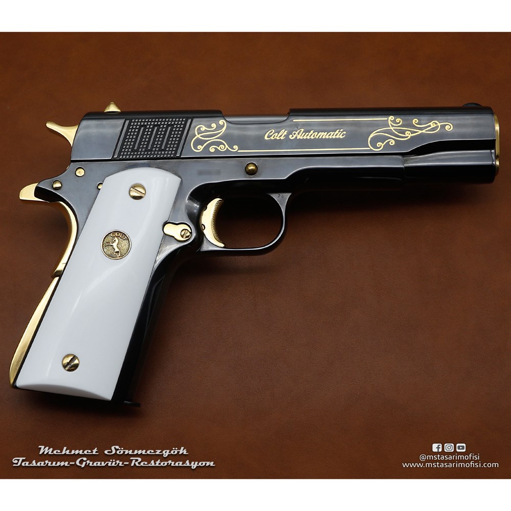 Colt Super 38 Gravür // Çekme Kertiği,Altın Tel Kakma