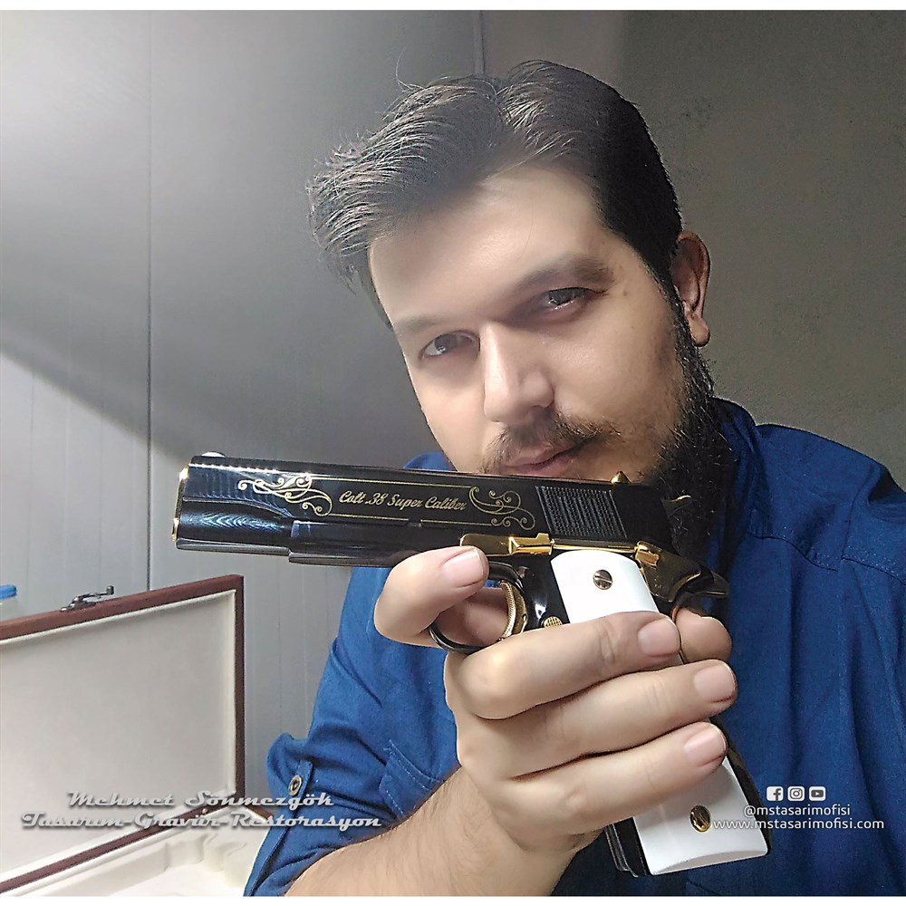 Colt Super 38 Gravür // Çekme Kertiği,Altın Tel Kakma