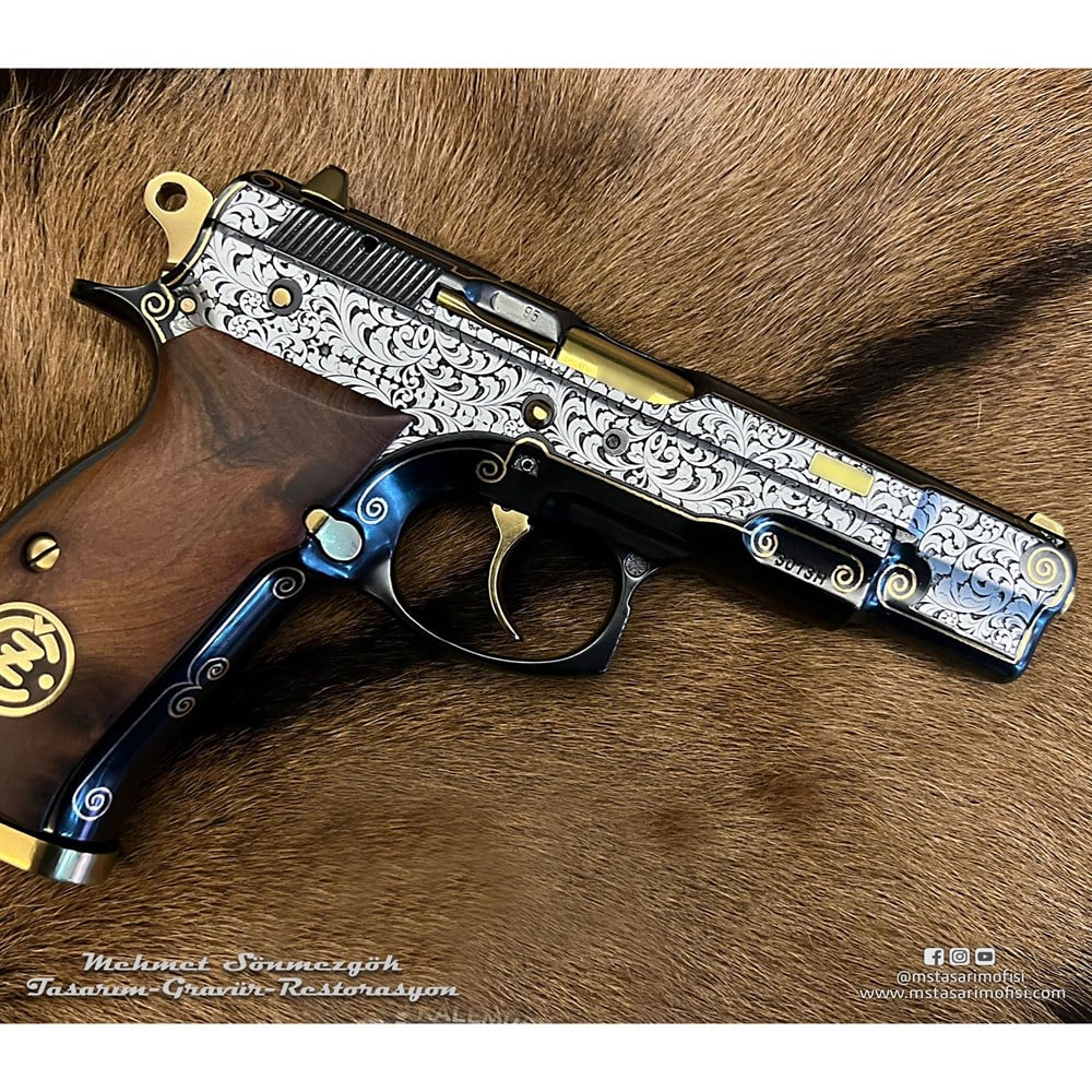 CZ 75 Gravür // Altın Kakmalı Özel Gravür,Siyah Meneviş