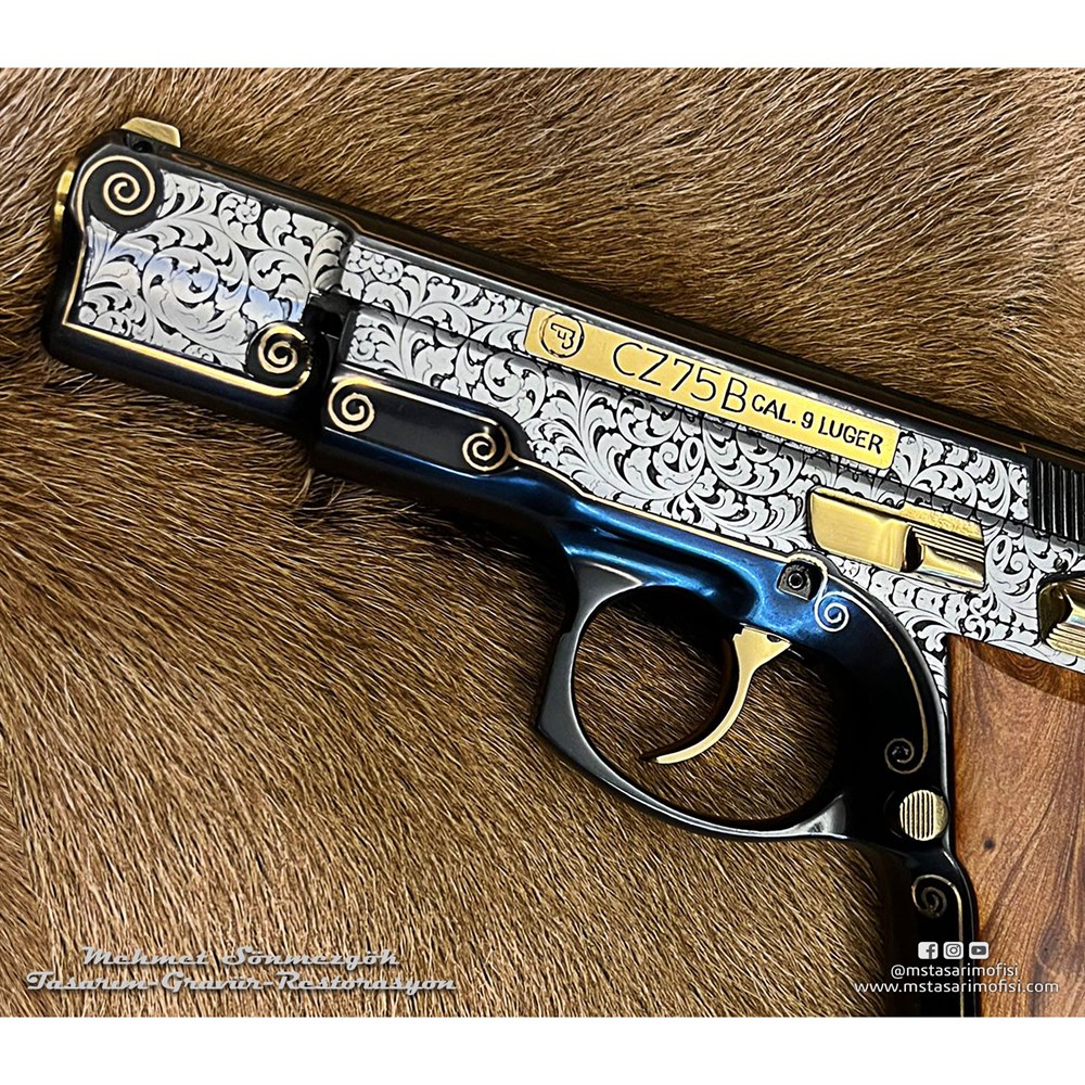 CZ 75 Gravür // Altın Kakmalı Özel Gravür,Siyah Meneviş
