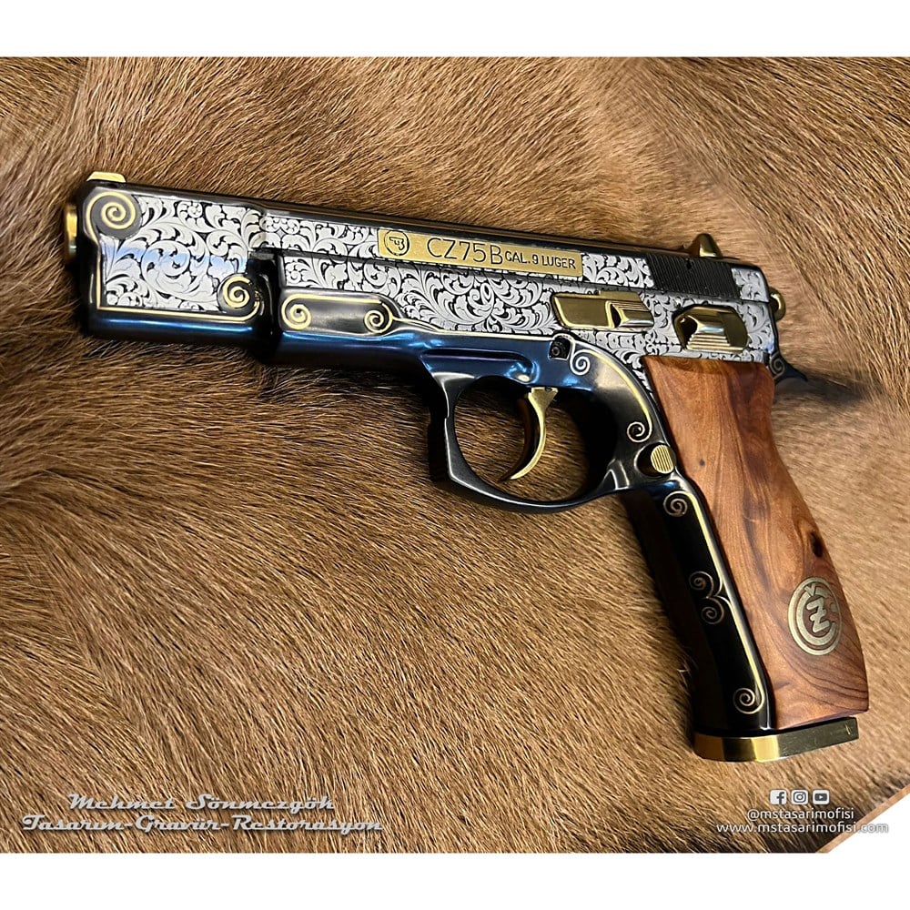 CZ 75 Gravür // Altın Kakmalı Özel Gravür,Siyah Meneviş